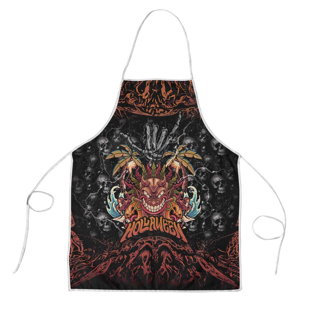 Aloha Halloween Apron Horror Tiki Heavy Metal Style LT05 Black - Polynesian Pride