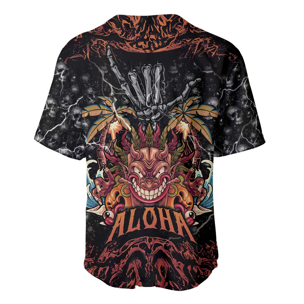 Aloha Halloween Baseball Jersey Horror Tiki Heavy Metal Style LT05 - Polynesian Pride