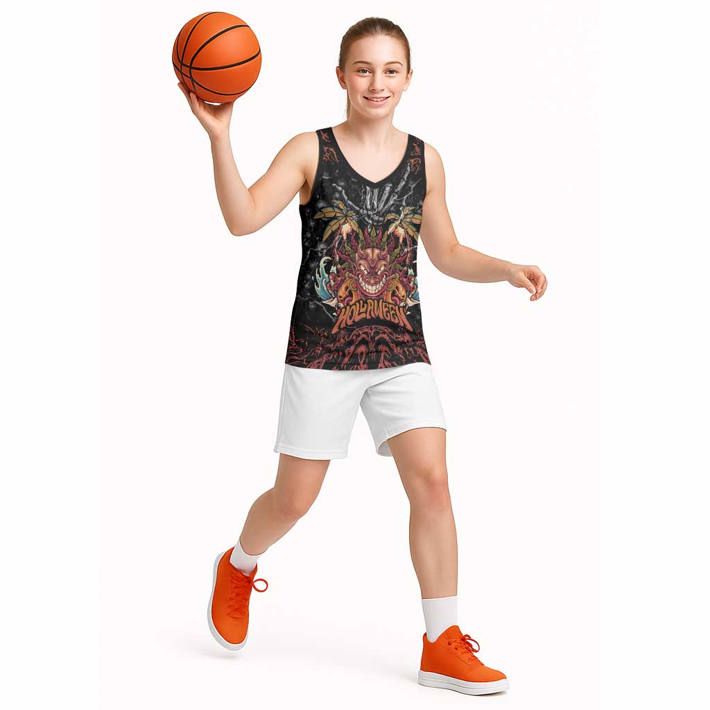 Aloha Halloween Basketball Jersey Horror Tiki Heavy Metal Style LT05 - Polynesian Pride
