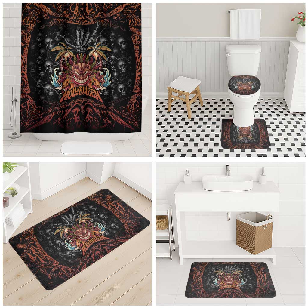 Aloha Halloween Bathroom Set Horror Tiki Heavy Metal Style LT05 - Polynesian Pride