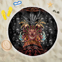 Aloha Halloween Beach Blanket Horror Tiki Heavy Metal Style LT05 One Size 150cm Black - Polynesian Pride