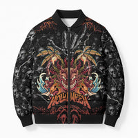 Aloha Halloween Bomber Puffer Jacket Horror Tiki Heavy Metal Style LT05 Unisex Black - Polynesian Pride