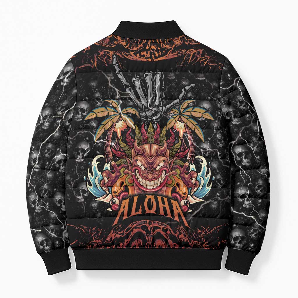Aloha Halloween Bomber Puffer Jacket Horror Tiki Heavy Metal Style LT05 - Polynesian Pride