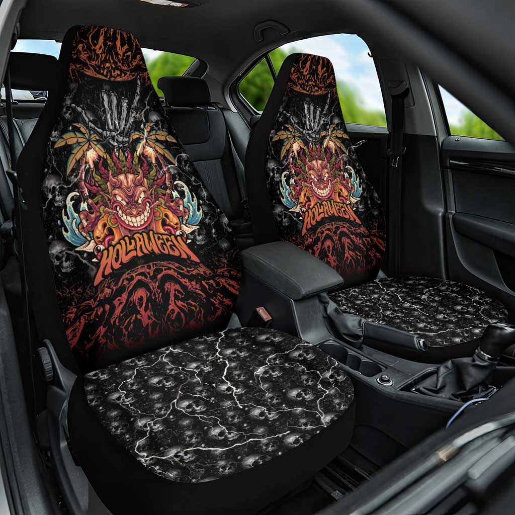Aloha Halloween Car Seat Cover Horror Tiki Heavy Metal Style LT05 One Size Black - Polynesian Pride