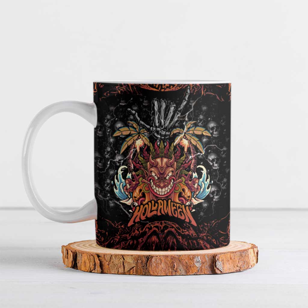 Aloha Halloween Ceramic Mug Horror Tiki Heavy Metal Style LT05 Black - Polynesian Pride