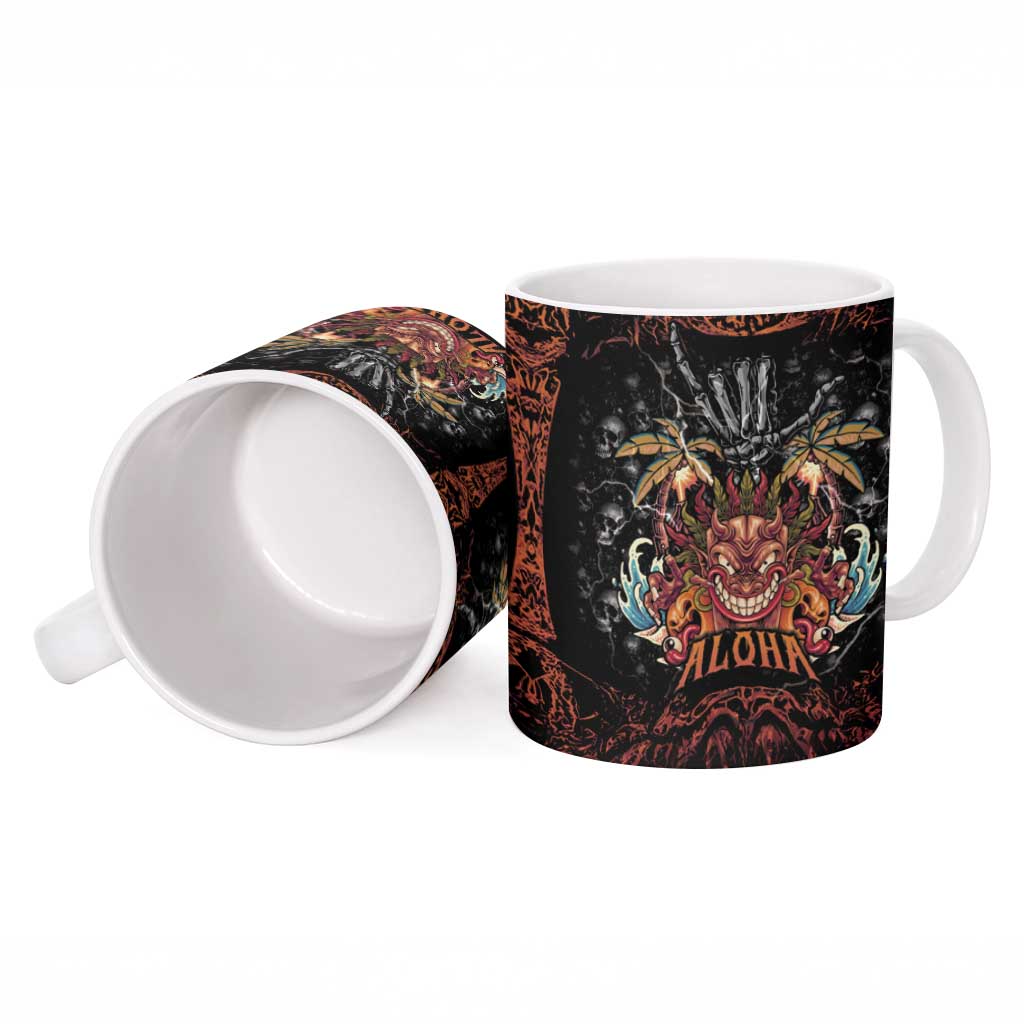 Aloha Halloween Ceramic Mug Horror Tiki Heavy Metal Style LT05 - Polynesian Pride