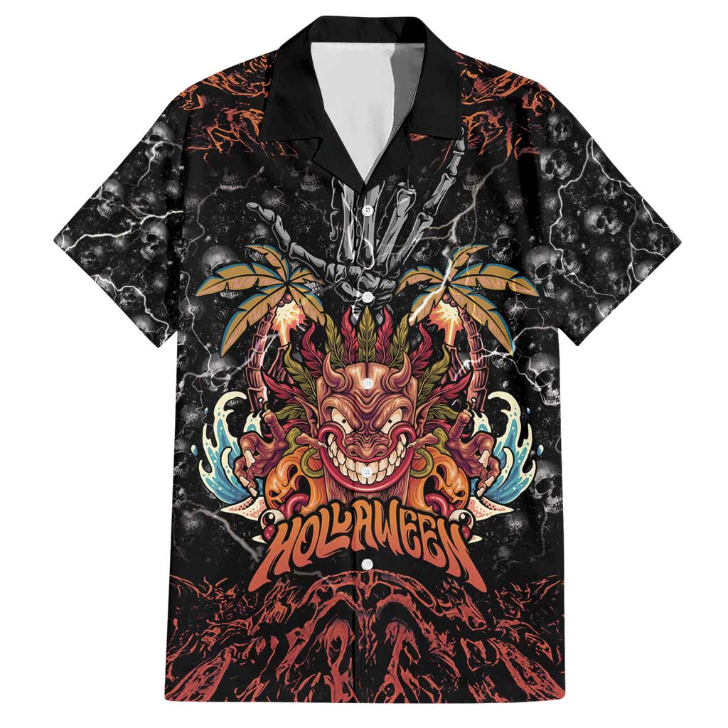 Aloha Halloween Hawaiian Shirt Horror Tiki Heavy Metal Style LT05 Black - Polynesian Pride