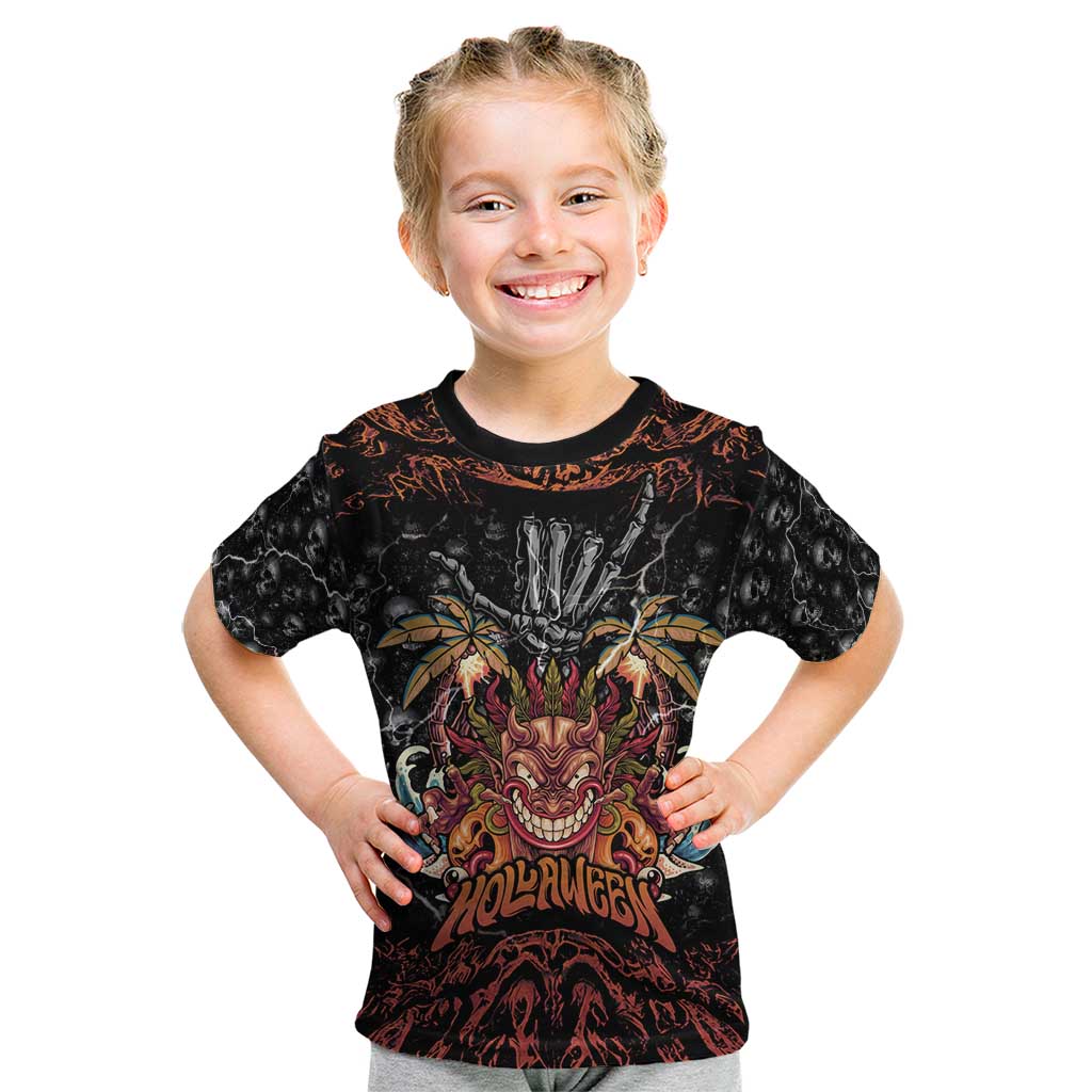 Aloha Halloween Kid T Shirt Horror Tiki Heavy Metal Style LT05 Black - Polynesian Pride