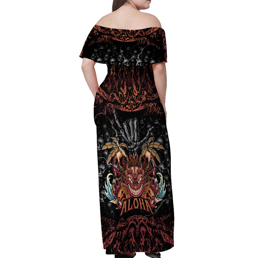 Aloha Halloween Off Shoulder Maxi Dress Horror Tiki Heavy Metal Style LT05 - Polynesian Pride