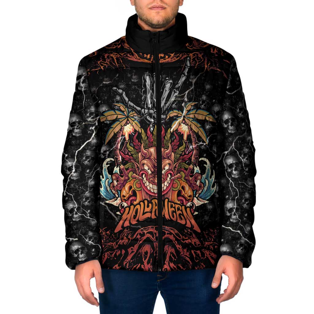 Aloha Halloween Padded Jacket Horror Tiki Heavy Metal Style LT05 Men Black - Polynesian Pride