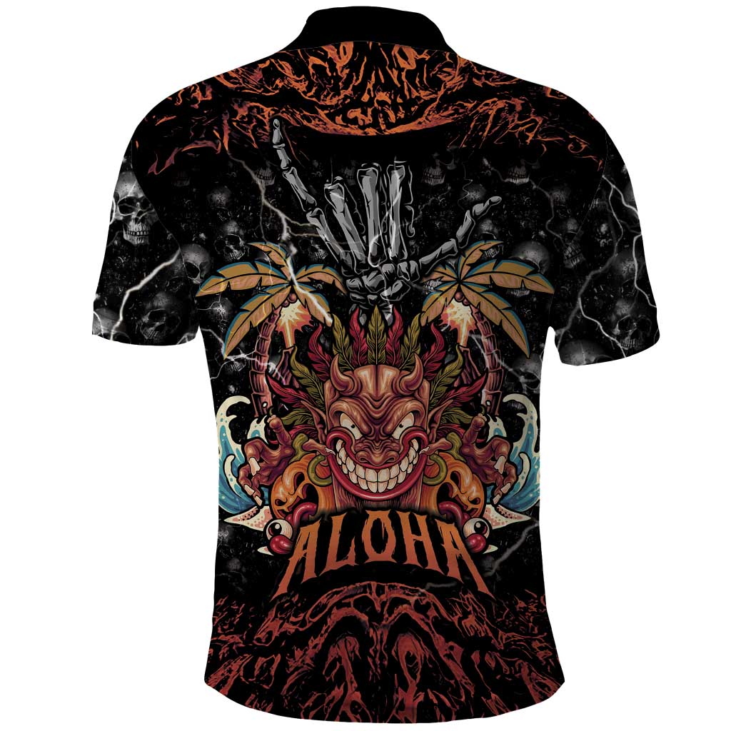 Aloha Halloween Polo Shirt Horror Tiki Heavy Metal Style LT05 - Polynesian Pride