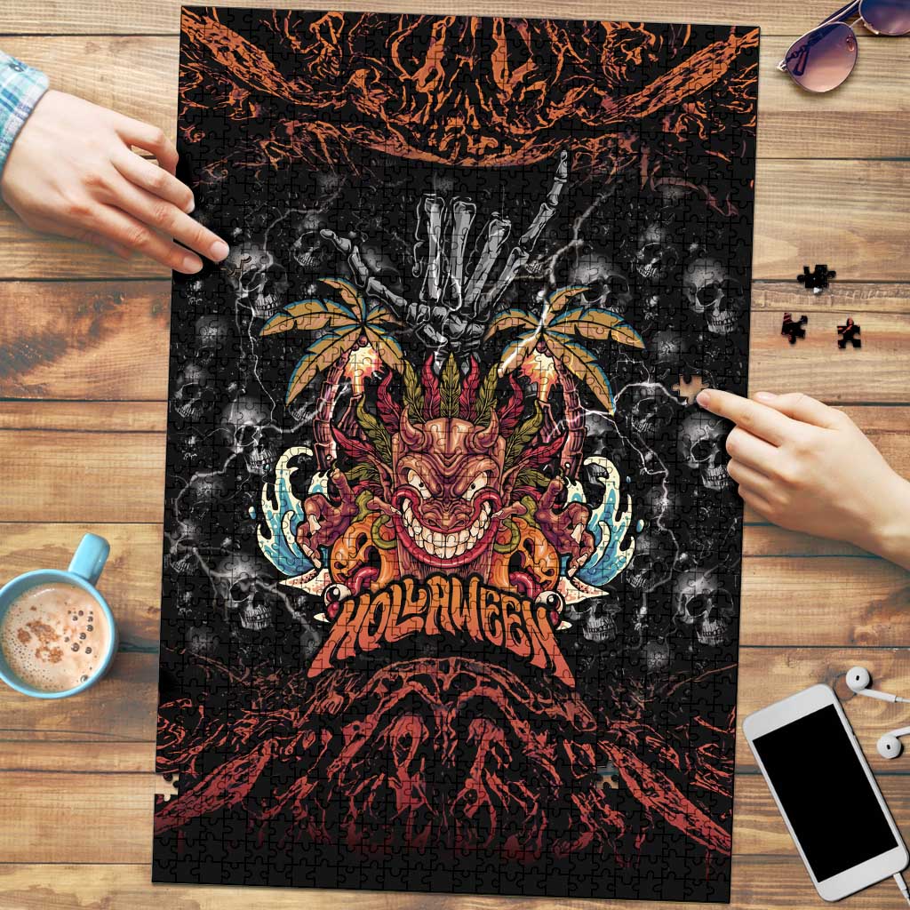 Aloha Halloween Puzzle Horror Tiki Heavy Metal Style LT05 Black - Polynesian Pride