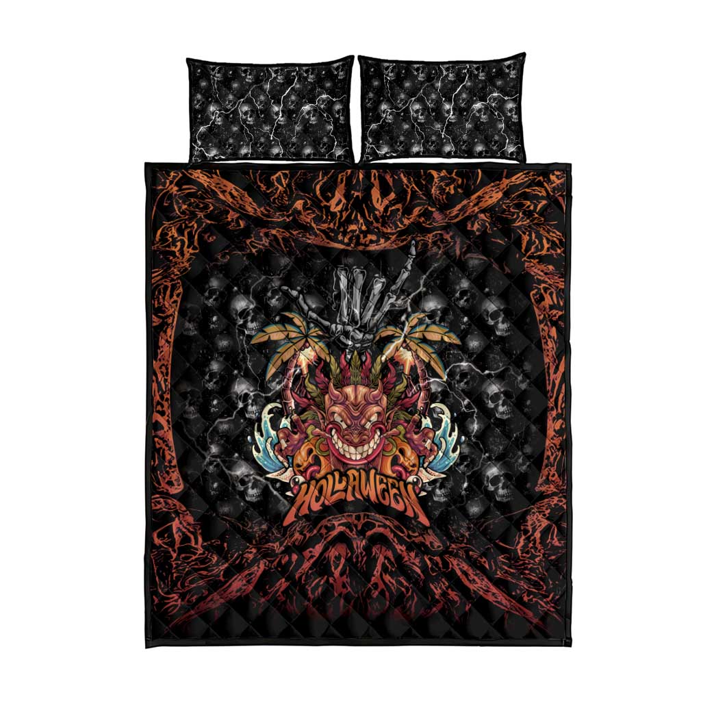 Aloha Halloween Quilt Bed Set Horror Tiki Heavy Metal Style LT05 - Polynesian Pride