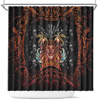 Aloha Halloween Shower Curtain Horror Tiki Heavy Metal Style LT05 Black - Polynesian Pride
