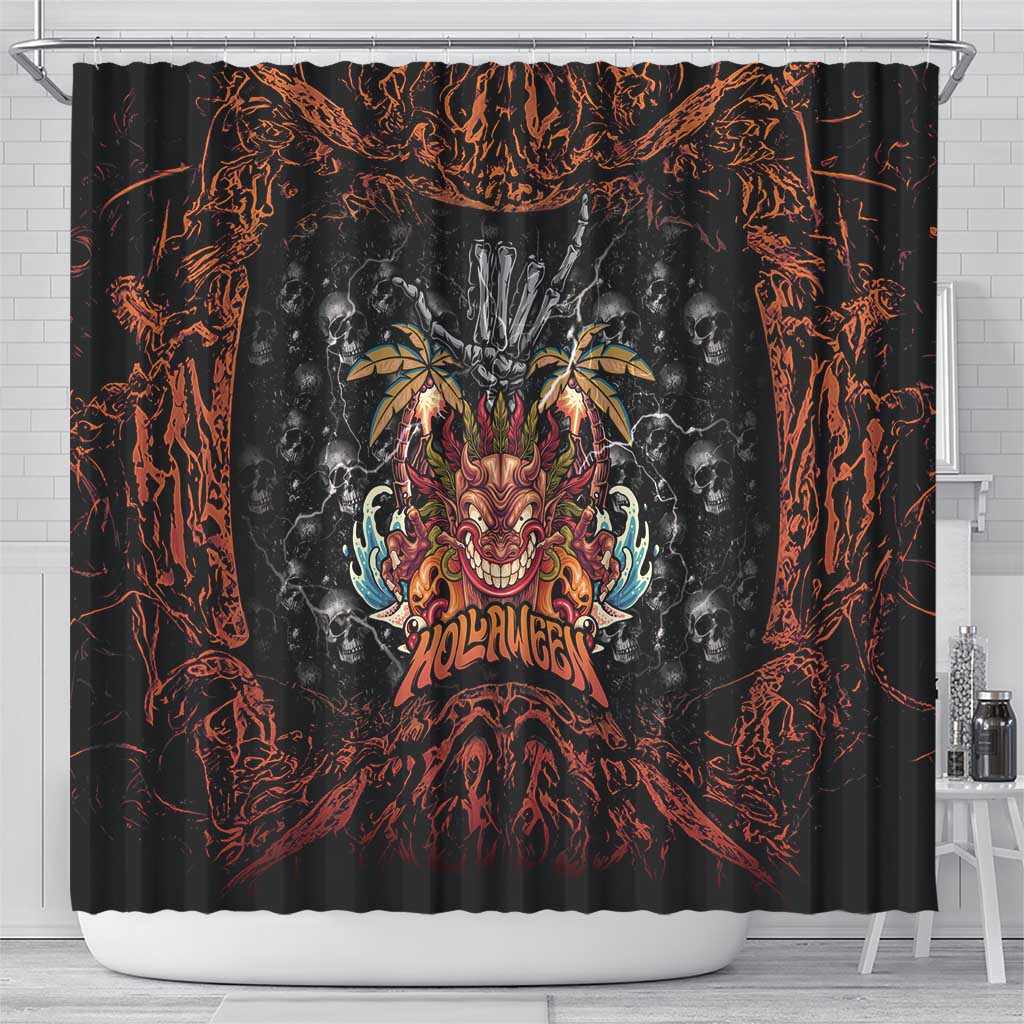 Aloha Halloween Shower Curtain Horror Tiki Heavy Metal Style LT05 - Polynesian Pride