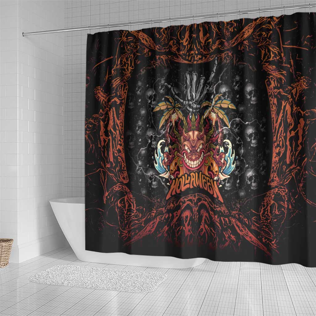 Aloha Halloween Shower Curtain Horror Tiki Heavy Metal Style LT05 - Polynesian Pride