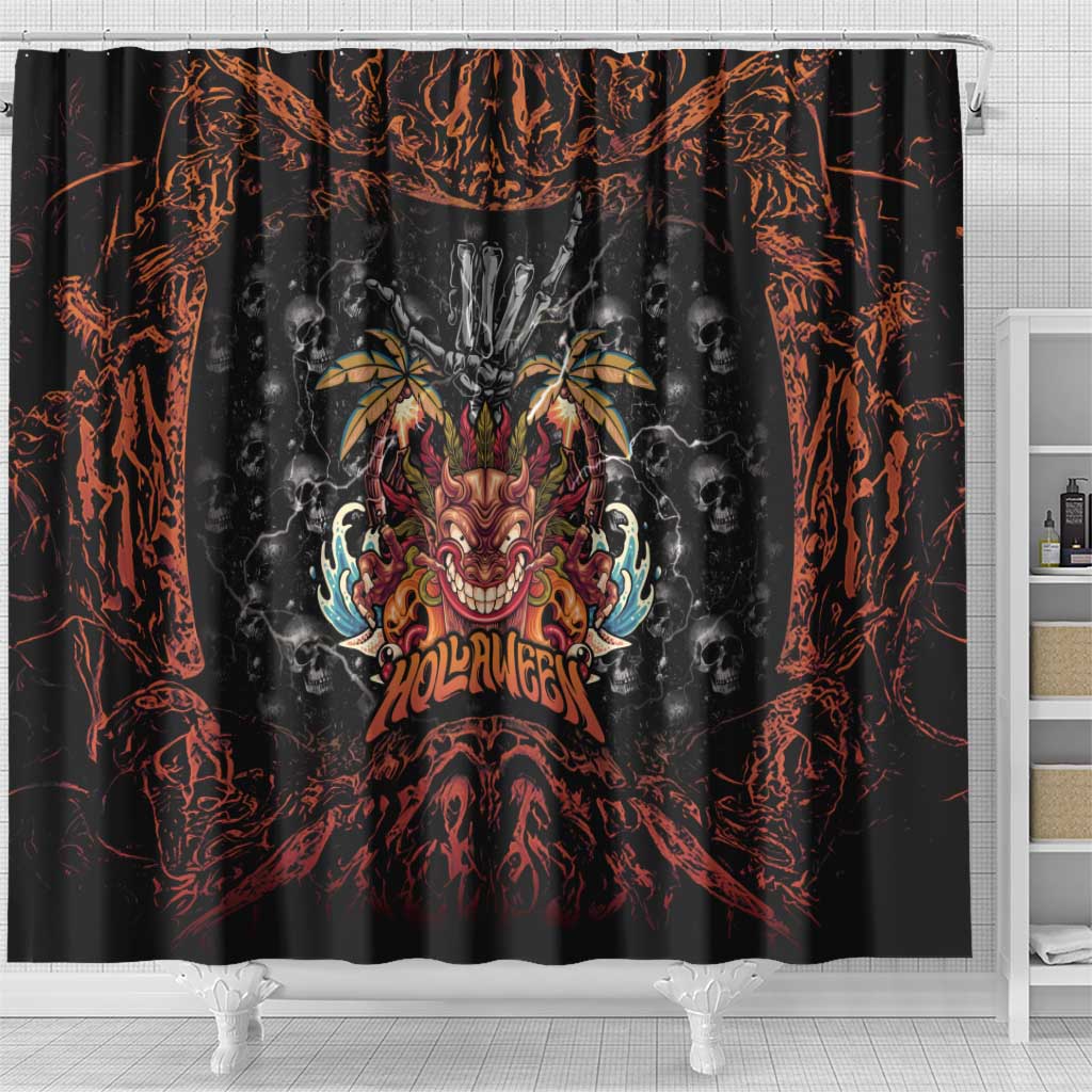 Aloha Halloween Shower Curtain Horror Tiki Heavy Metal Style LT05 - Polynesian Pride