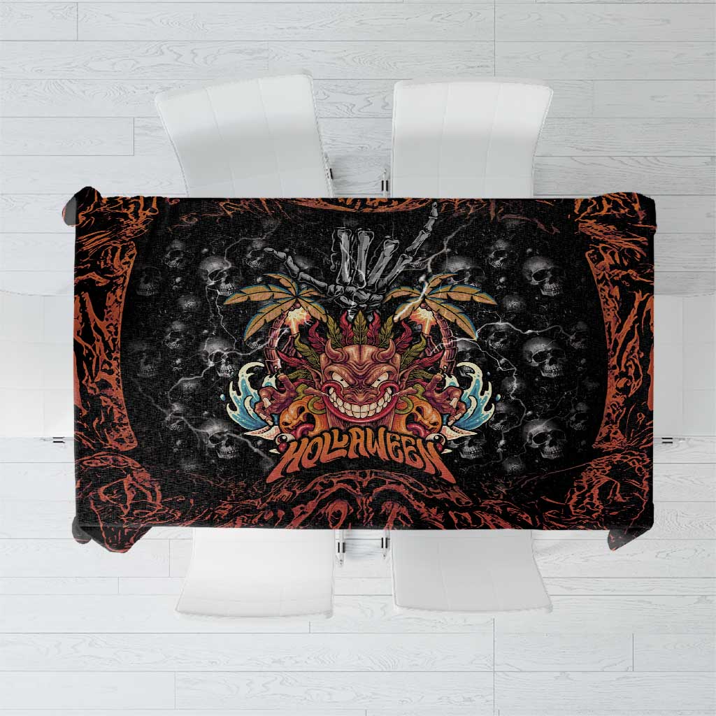 Aloha Halloween Tablecloth Horror Tiki Heavy Metal Style LT05 Black - Polynesian Pride