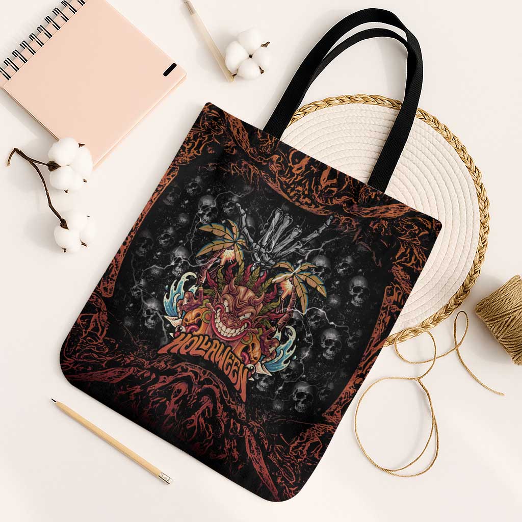 Aloha Halloween Tote Bag Horror Tiki Heavy Metal Style LT05 Black Strap One Size Black - Polynesian Pride