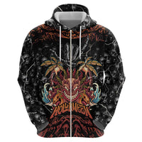Aloha Halloween Zip Hoodie Horror Tiki Heavy Metal Style LT05 - Polynesian Pride