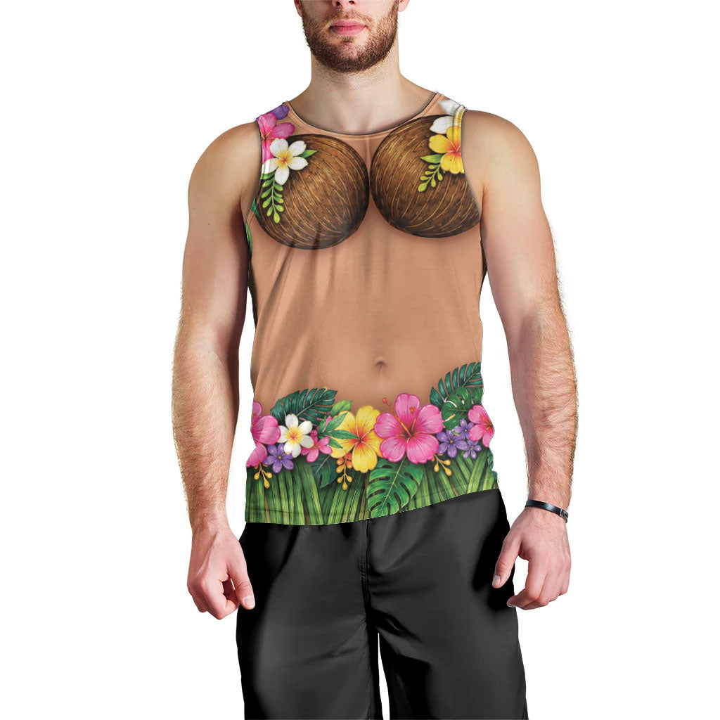 Hawaii Hula Costume Men Tank Top Coconut Bra Lei Flowers Grass Skirt LT05 - Polynesian Pride