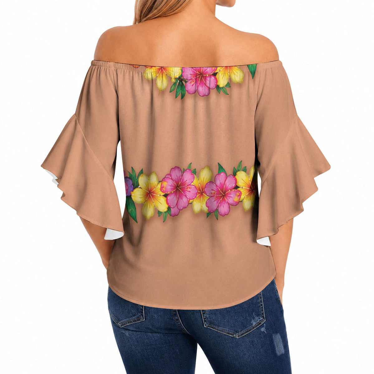 Hawaii Hula Costume Off Shoulder Wrap Waist Top Coconut Bra Lei Flowers Grass Skirt LT05 - Polynesian Pride