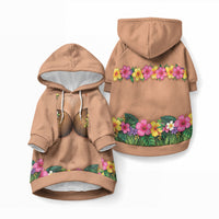 Hawaii Hula Costume Pet Hoodie Coconut Bra Lei Flowers Grass Skirt LT05 Pullover Beige - Polynesian Pride
