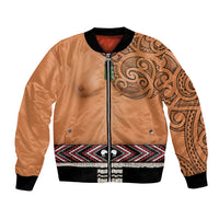 New Zealand Maori Tattoo Costume Bomber Jacket LT05 Unisex Beige - Polynesian Pride