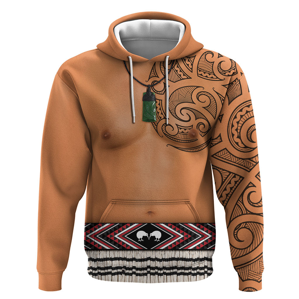 New Zealand Maori Tattoo Costume Hoodie LT05 Pullover Hoodie Beige - Polynesian Pride