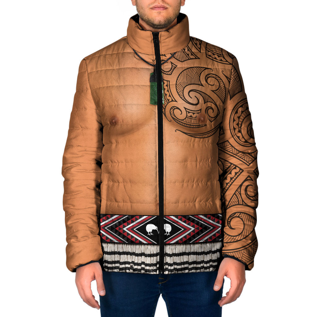 New Zealand Maori Tattoo Costume Padded Jacket LT05 Men Beige - Polynesian Pride
