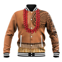 Samoa Tribal Tattoo Costume Baseball Jacket Ula Fala Necklace LT05 Unisex Beige - Polynesian Pride