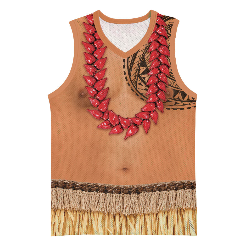 Samoa Tribal Tattoo Costume Basketball Jersey Ula Fala Necklace LT05 Unisex Beige - Polynesian Pride