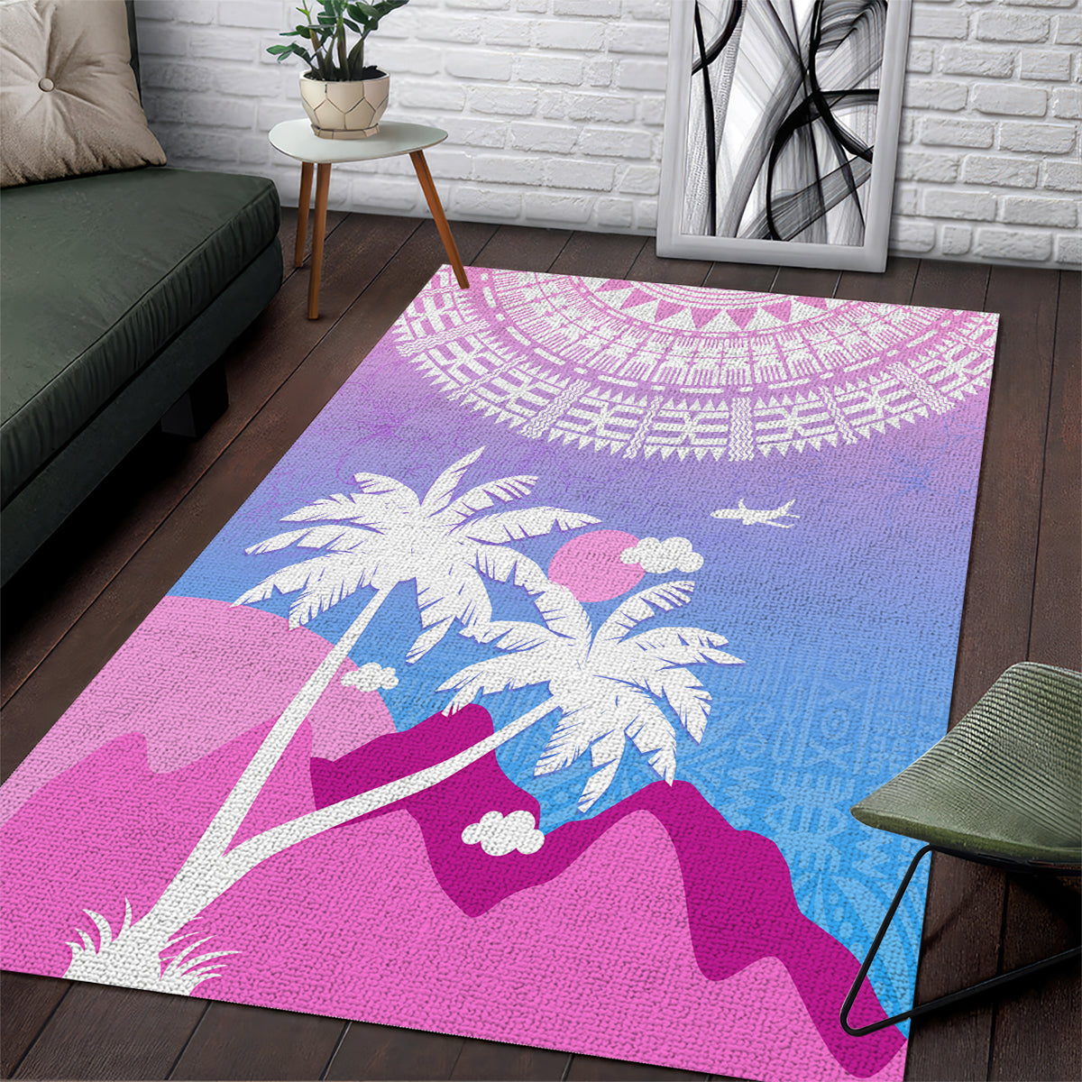 Fiji Your Paradise Festival Area Rug With Fijian Masi Tapa Pattern LT05 Blue - Polynesian Pride