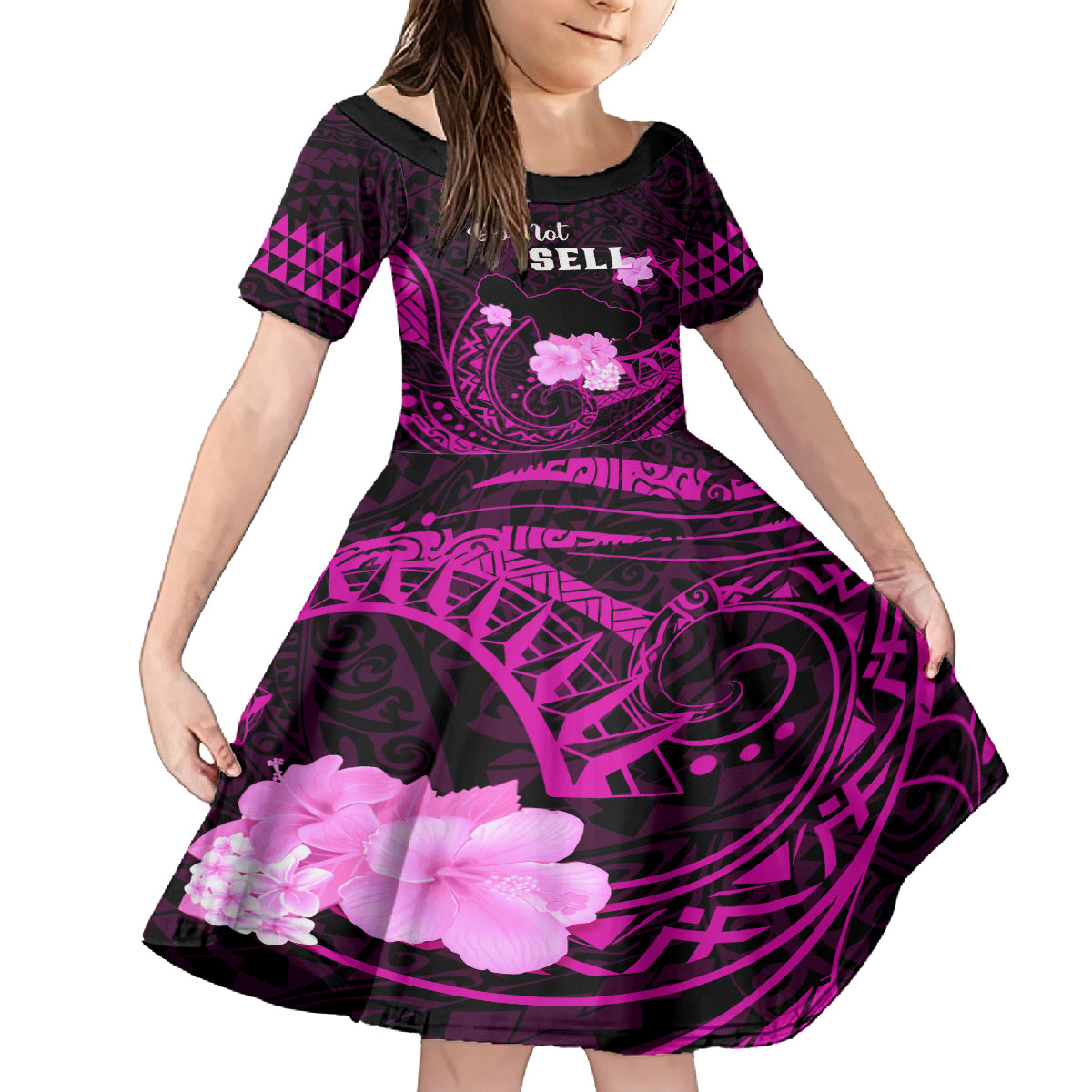 Hawaii Strong Maui Kid Short Sleeve Dress Lahaina Is Not For Sale LT05 KID Pink - Polynesian Pride