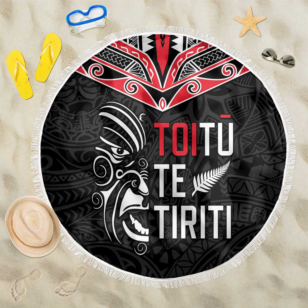 Aotearoa Toitu Te Tiriti Beach Blanket New Zealand Honour The Treaty LT05 One Size 150cm Black - Polynesian Pride