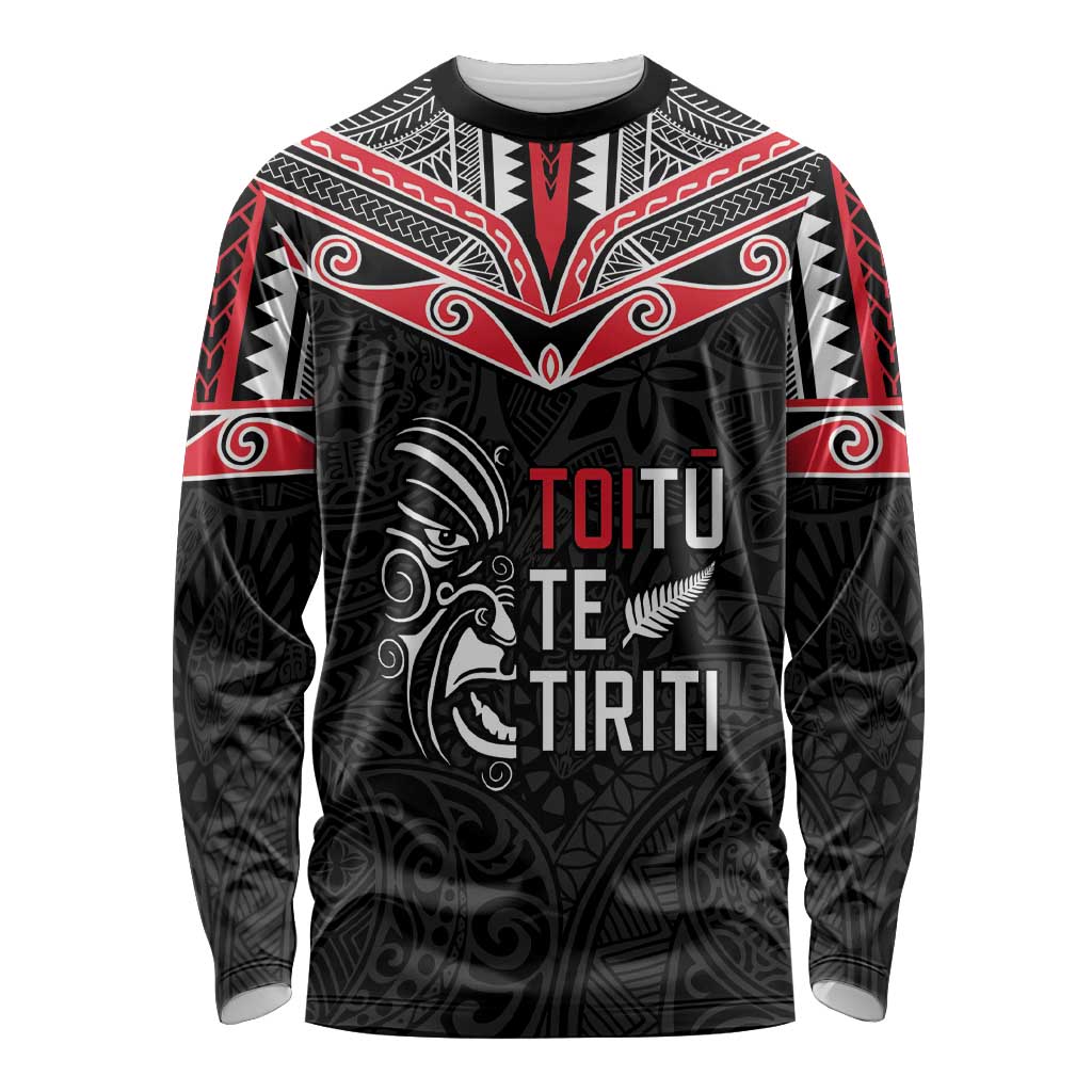 Aotearoa Toitu Te Tiriti Long Sleeve Shirt New Zealand Honour The Treaty LT05 Unisex Black - Polynesian Pride