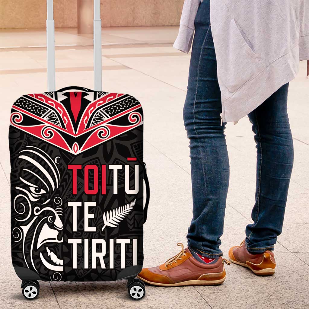 Aotearoa Toitu Te Tiriti Luggage Cover New Zealand Honour The Treaty LT05 Black - Polynesian Pride