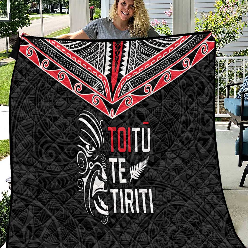 Aotearoa Toitu Te Tiriti Quilt New Zealand Honour The Treaty LT05 Black - Polynesian Pride