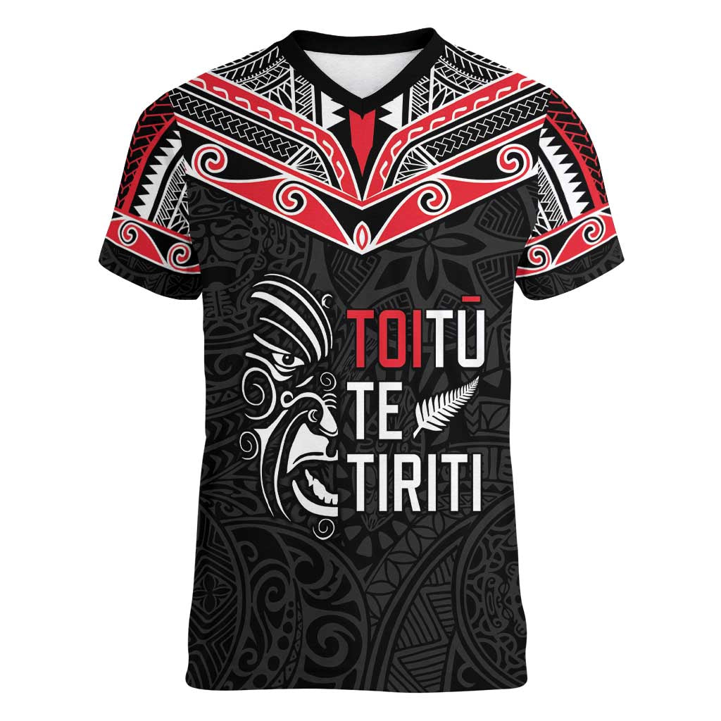 Aotearoa Toitu Te Tiriti Women V-Neck T-Shirt New Zealand Honour The Treaty