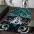 New Zealand Maori Area Rug Poutama Pikorua Turquoise Paua Shell