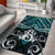 New Zealand Maori Area Rug Poutama Pikorua Turquoise Paua Shell