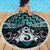 New Zealand Maori Beach Blanket Poutama Pikorua Turquoise Paua Shell