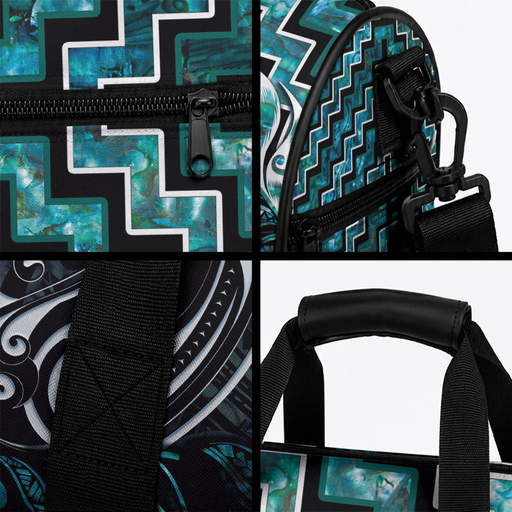 New Zealand Maori Duffle Bag Poutama Pikorua Turquoise Paua Shell LT05 - Polynesian Pride