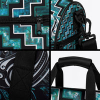 New Zealand Maori Duffle Bag Poutama Pikorua Turquoise Paua Shell LT05 - Polynesian Pride