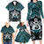 New Zealand Maori Family Matching Long Sleeve Bodycon Dress and Hawaiian Shirt Poutama Pikorua Turquoise Paua Shell