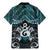 New Zealand Maori Family Matching Mermaid Dress and Hawaiian Shirt Poutama Pikorua Turquoise Paua Shell