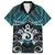 New Zealand Maori Family Matching Off The Shoulder Long Sleeve Dress and Hawaiian Shirt Poutama Pikorua Turquoise Paua Shell