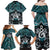 New Zealand Maori Family Matching Off Shoulder Maxi Dress and Hawaiian Shirt Poutama Pikorua Turquoise Paua Shell