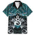 New Zealand Maori Family Matching Off Shoulder Short Dress and Hawaiian Shirt Poutama Pikorua Turquoise Paua Shell