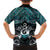 New Zealand Maori Family Matching Puletasi and Hawaiian Shirt Poutama Pikorua Turquoise Paua Shell